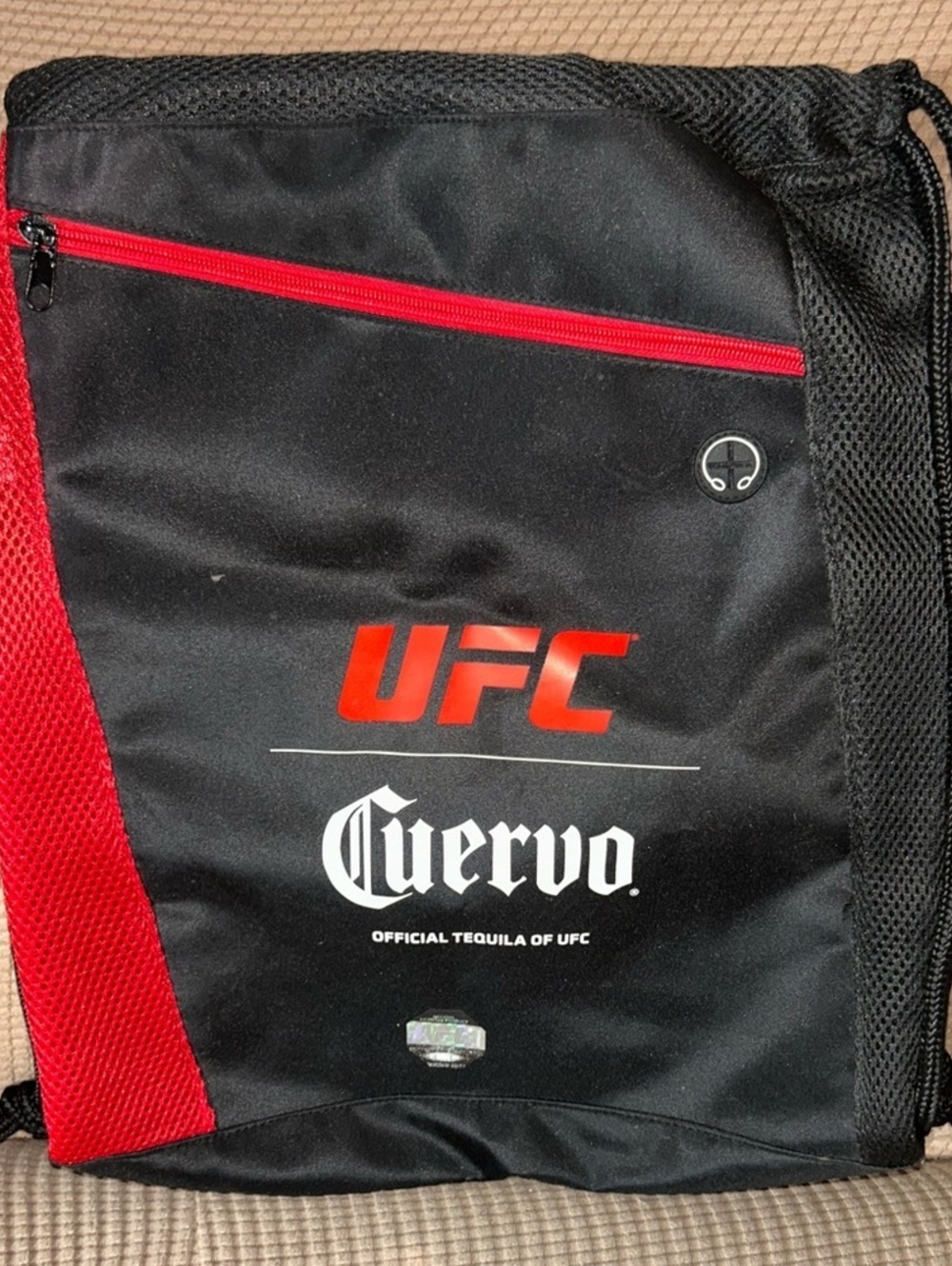UFC Cuervo Drawstring Backpack Black Red Gym Bag Promo Official MMA Tequila